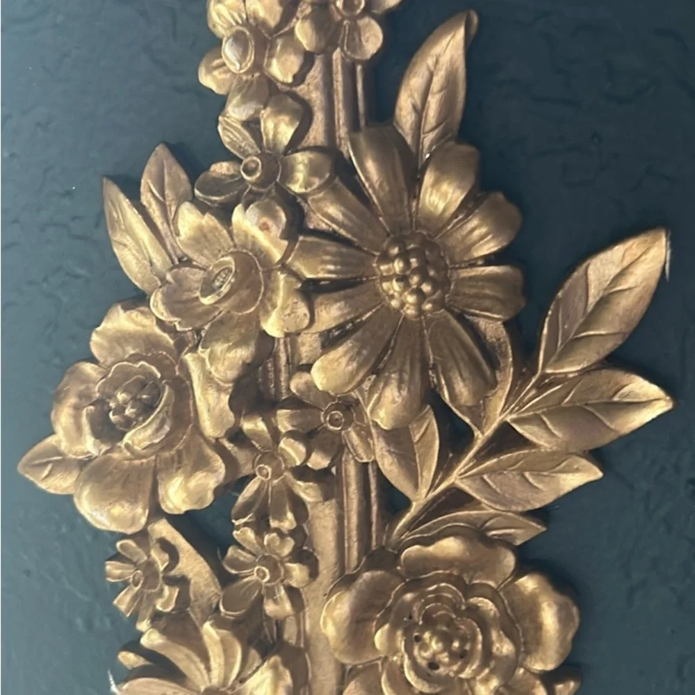 Classic Gold Floral Ribbon Wall Accent - Decorative Home Wall Art